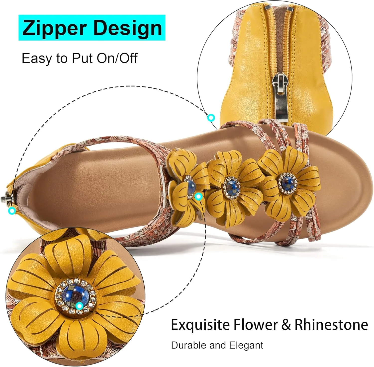 FUDYNMALC Sandals Womens Wedge Shoes: Comfortable Dressy Wedges Sandal with Zipper Summer Gladiator Sandals Open Toe