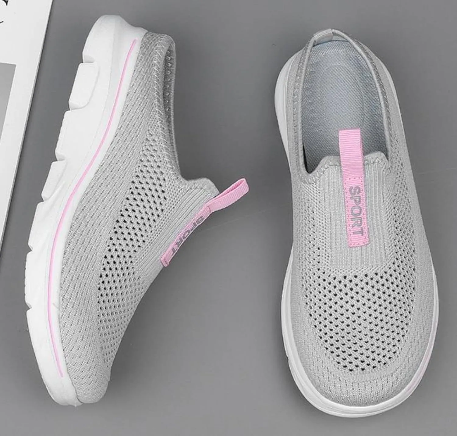 FUNCOS Women's Slip-On Mules Breathable Mesh Walking Slippers Open Back Summer Comfort