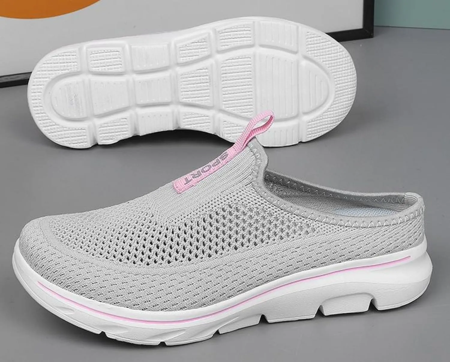 FUNCOS Women's Slip-On Mules Breathable Mesh Walking Slippers Open Back Summer Comfort