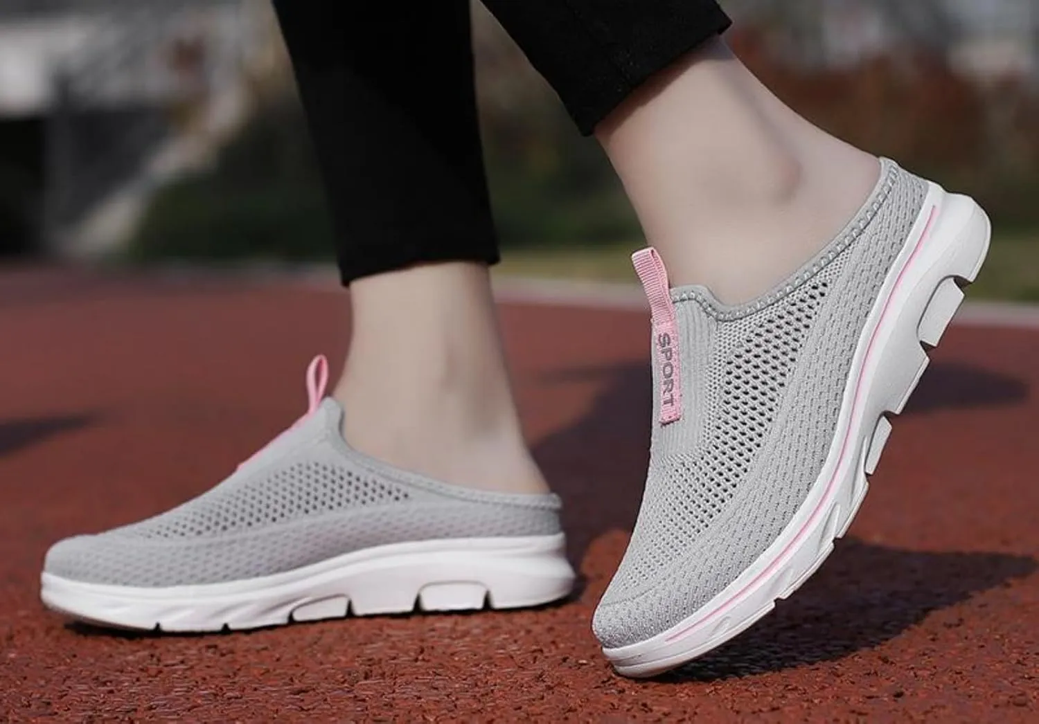 FUNCOS Women's Slip-On Mules Breathable Mesh Walking Slippers Open Back Summer Comfort