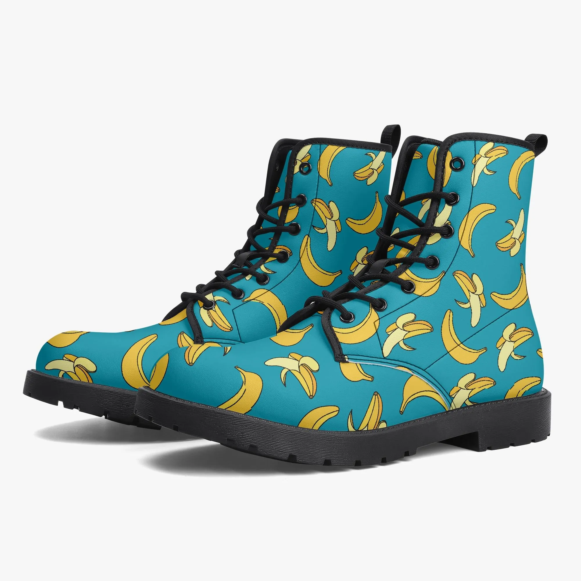 Funny Bananas Leather Combat Boots