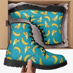 Funny Bananas Leather Combat Boots