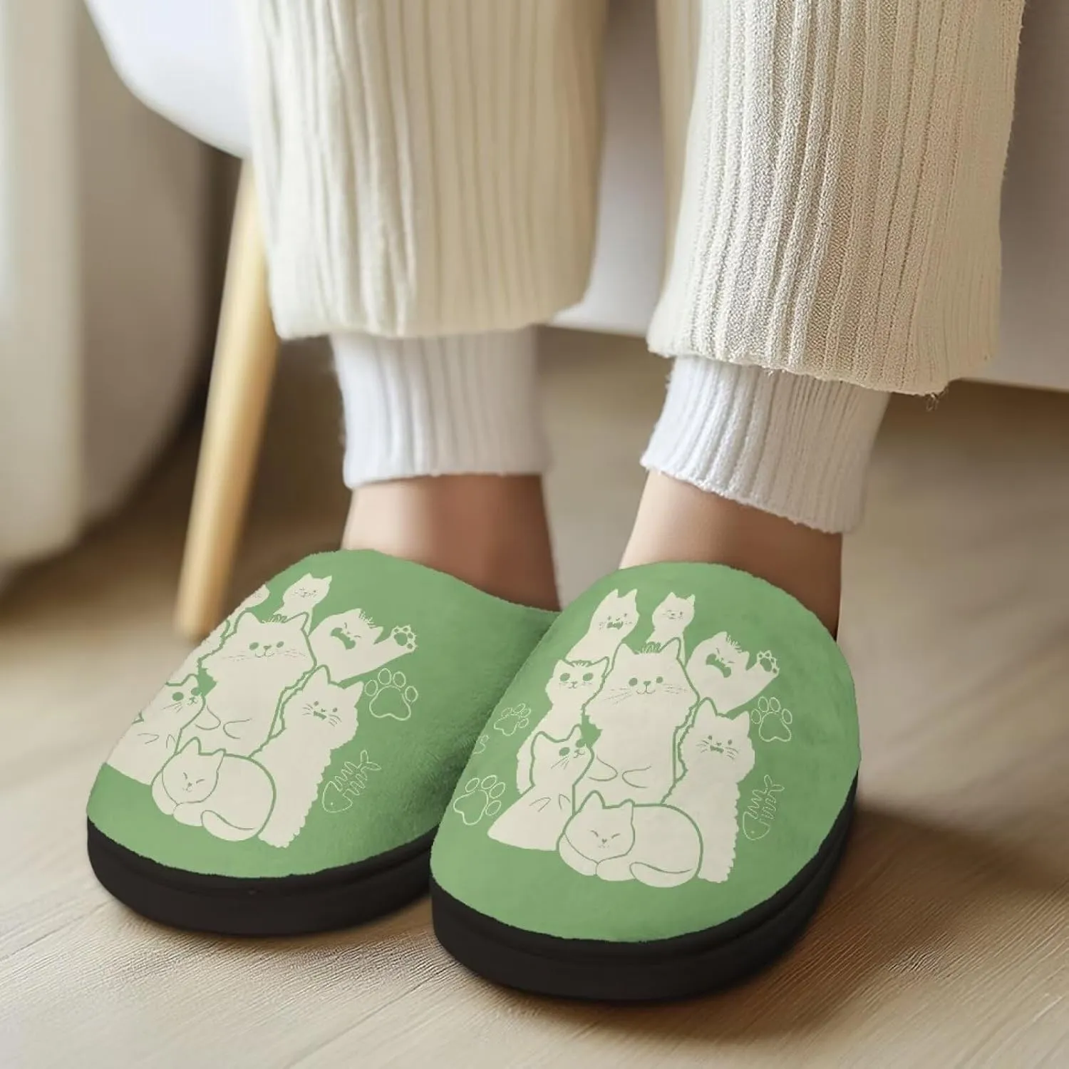 Fuzzy Memory Foam Cozy Slippers for Womem Indoor Home Womens Slip On House Shoes with Rubber Soles Size 4-12