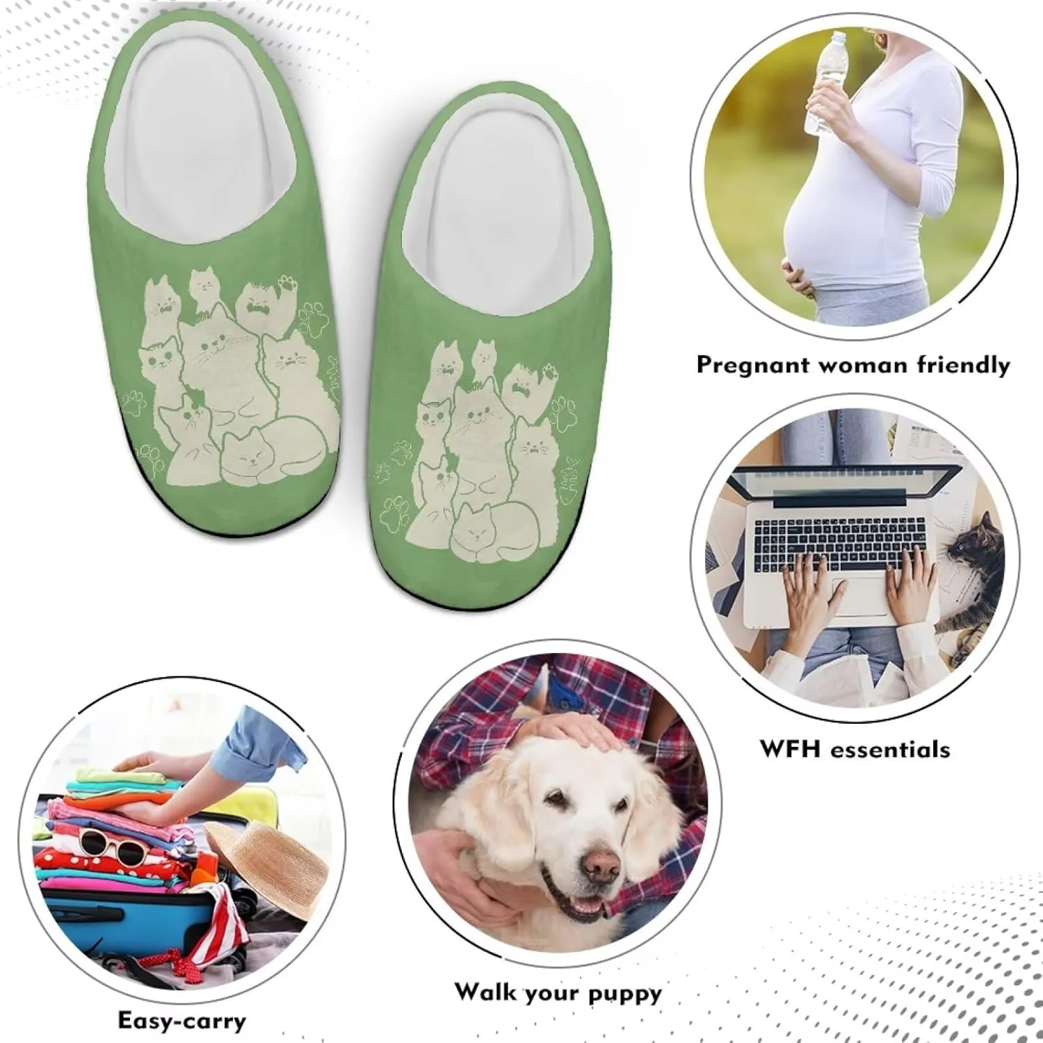 Fuzzy Memory Foam Cozy Slippers for Womem Indoor Home Womens Slip On House Shoes with Rubber Soles Size 4-12