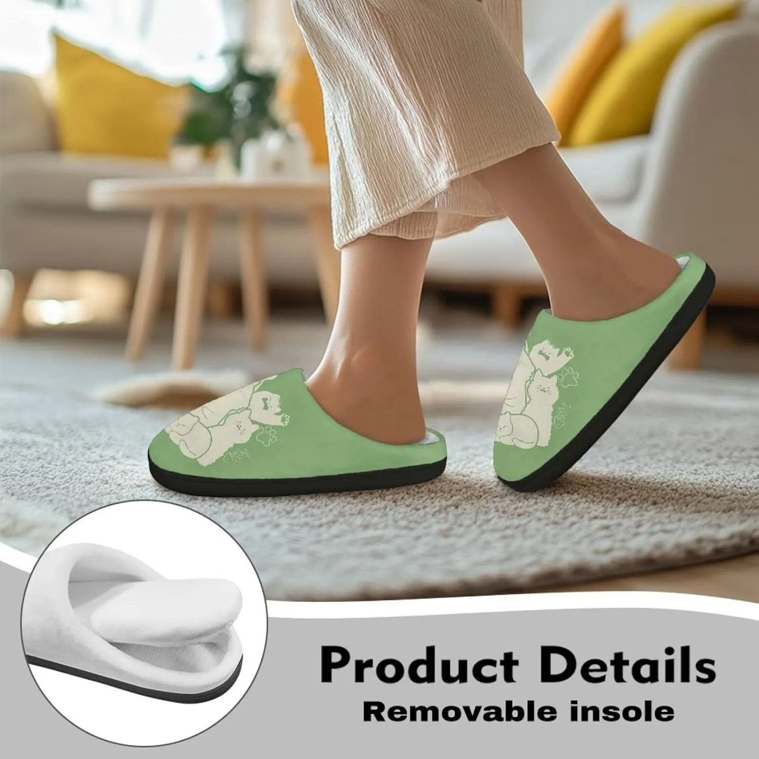 Fuzzy Memory Foam Cozy Slippers for Womem Indoor Home Womens Slip On House Shoes with Rubber Soles Size 4-12