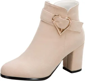 Gicoiz Women Round Toe Block High Heel Chelsea Ankle Boots Dress