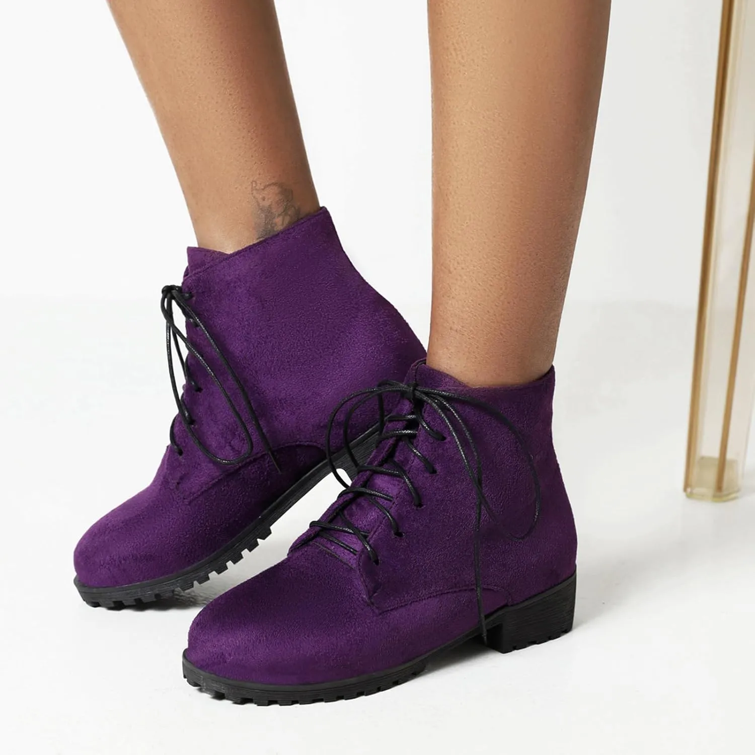 Gicoiz Women Round Toe Classic Combat Chukka Ankle Boots