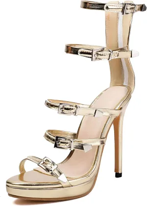 Gicoiz Women Stiletto High Heels Party Strappy Gladiator Sandals