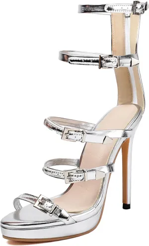 Gicoiz Women Stiletto High Heels Party Strappy Gladiator Sandals