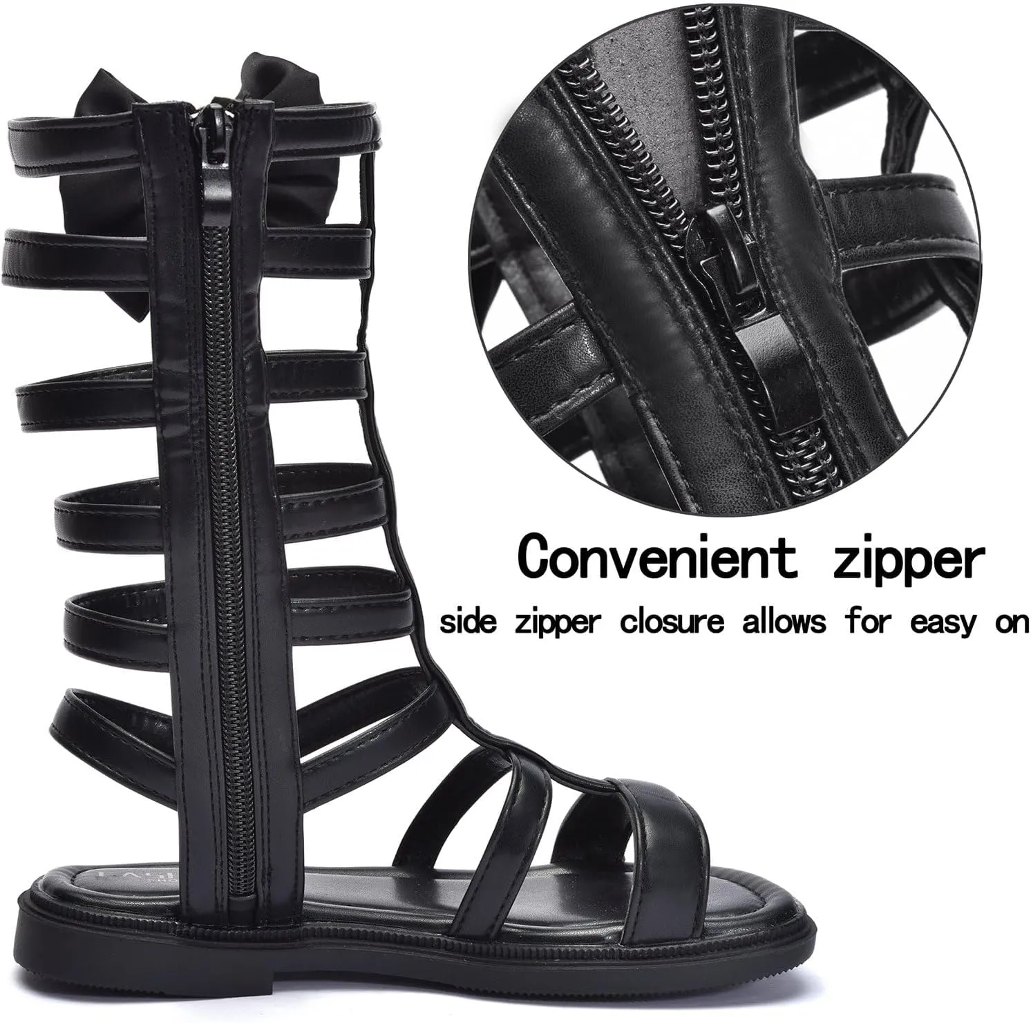 Girls Rivet Gladiator Sandals Summer Princess Dress Strappy Flats Zip Up Boots Shoes