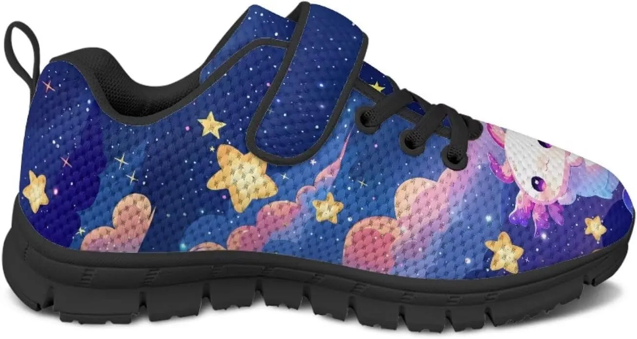 Girls Running Shoes with Hook and Loop Cute Print Kids Tennis Shoes for Outdoor Activities