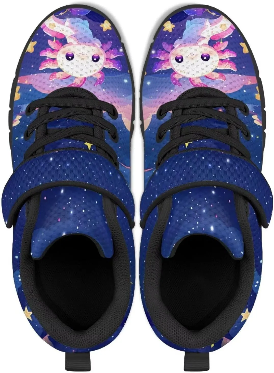 Girls Running Shoes with Hook and Loop Cute Print Kids Tennis Shoes for Outdoor Activities