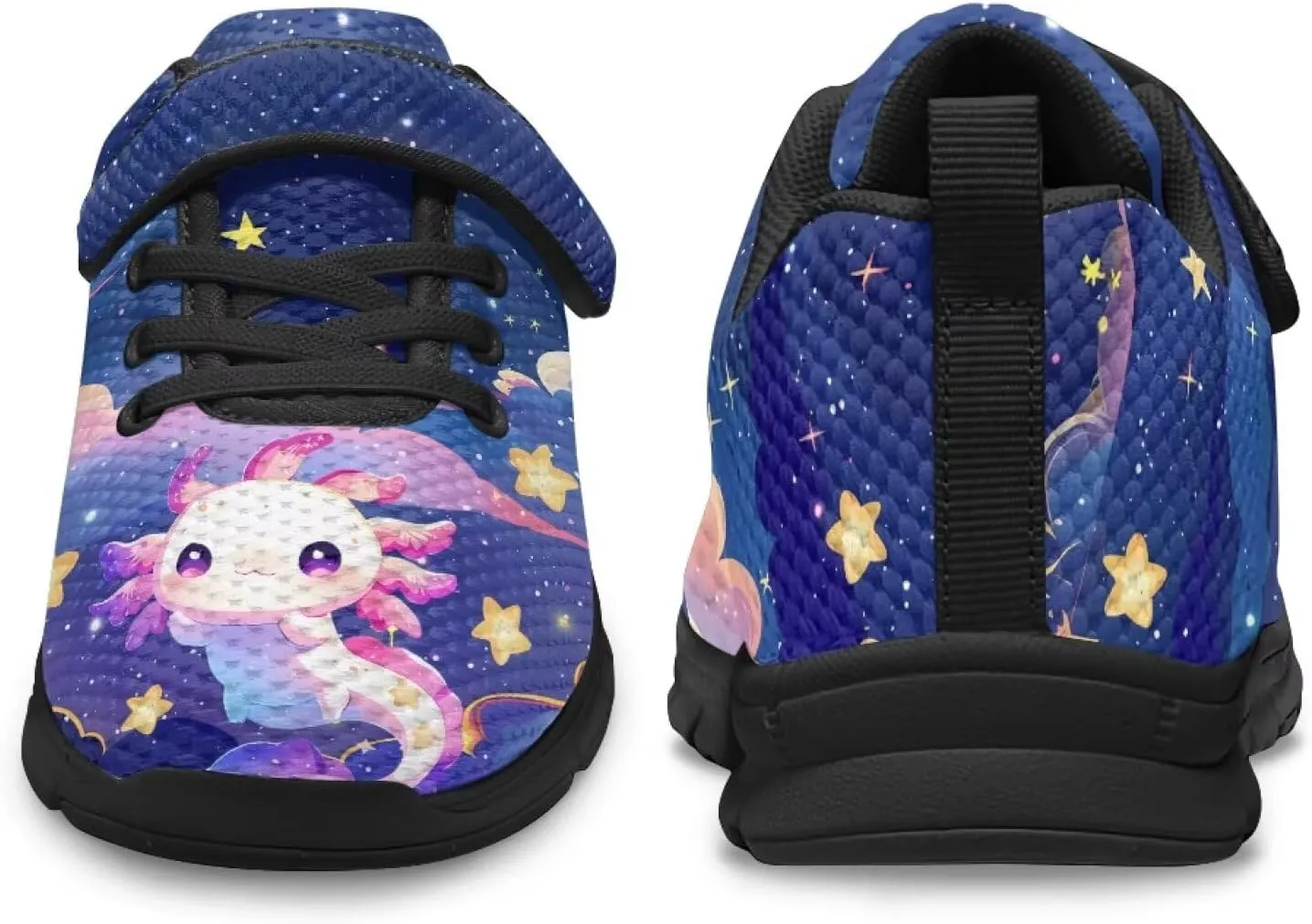 Girls Running Shoes with Hook and Loop Cute Print Kids Tennis Shoes for Outdoor Activities