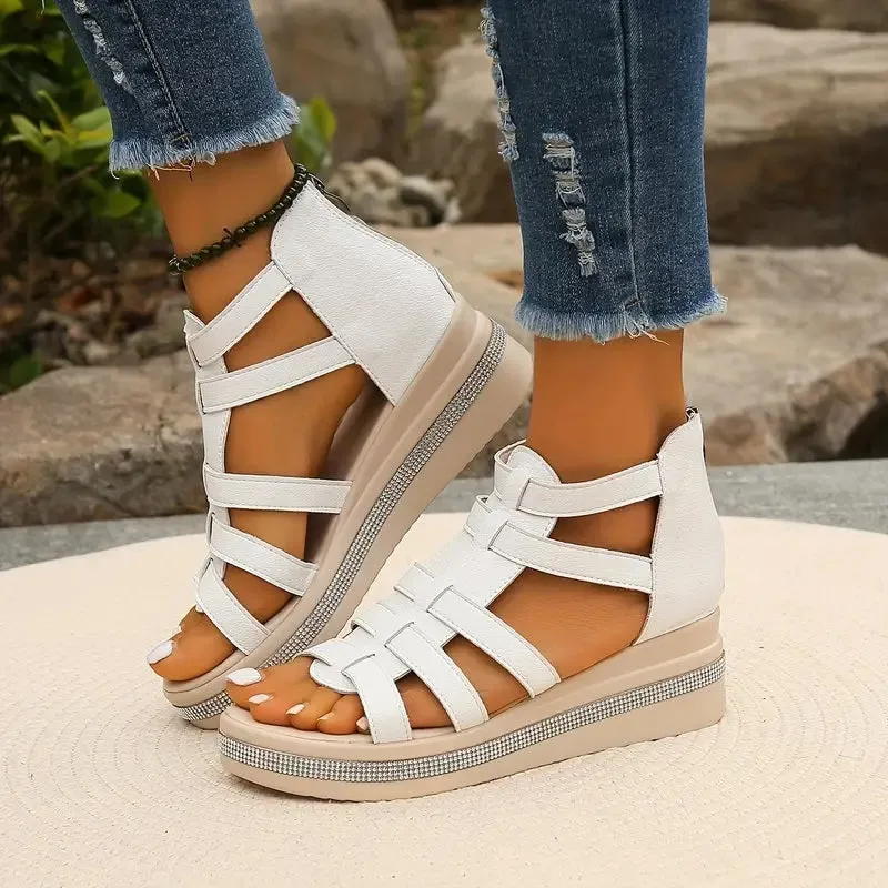 Gladiator Platform Sandals | Faux Leather | Adjustable and Durable