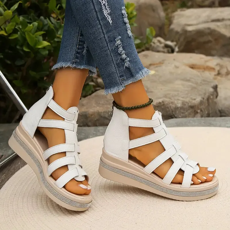 Gladiator Platform Sandals | Faux Leather | Adjustable and Durable