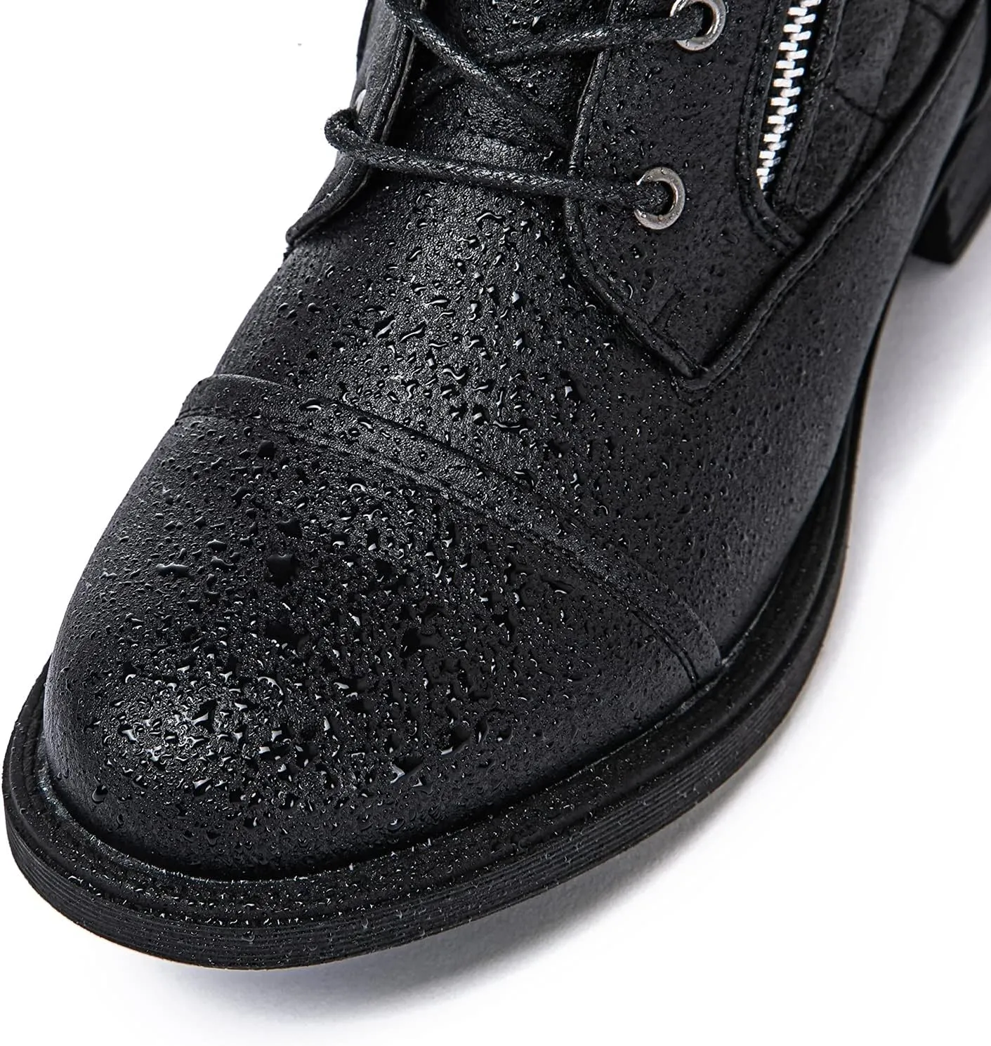 GLOBALWIN Women's Combat Boots Lace Up Boots For Women Ankle Booties With Low Heel Fashion Dressy Short Boots