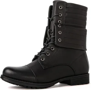 GLOBALWIN Women's Fashion Low Heels Lace Up Ankle Boots