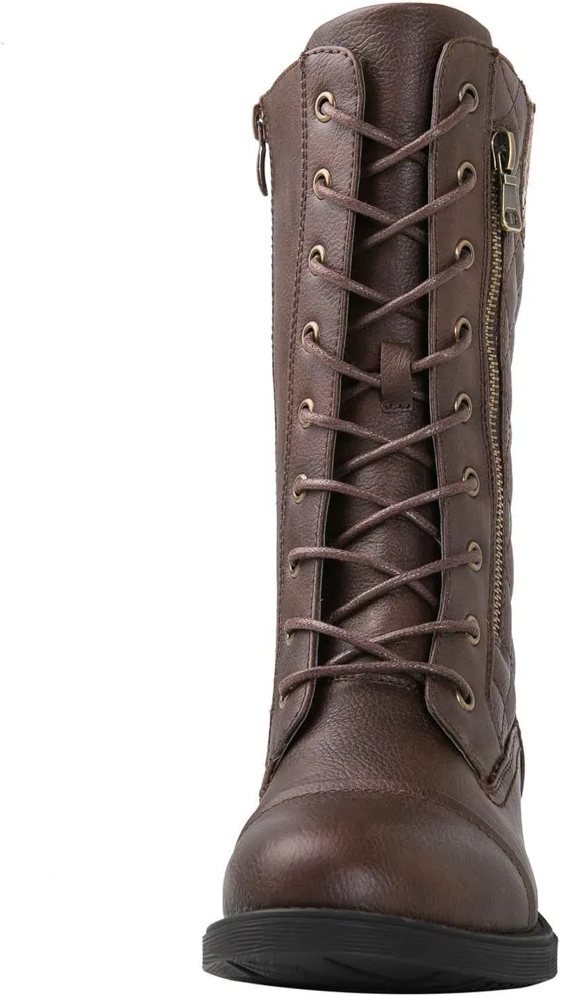 GLOBALWIN Women's Fashion Low Heels Lace Up Ankle Boots