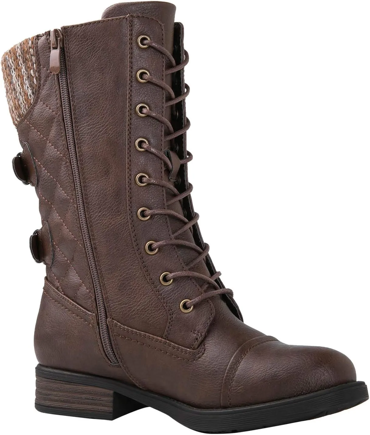 GLOBALWIN Women's Fashion Low Heels Lace Up Ankle Boots
