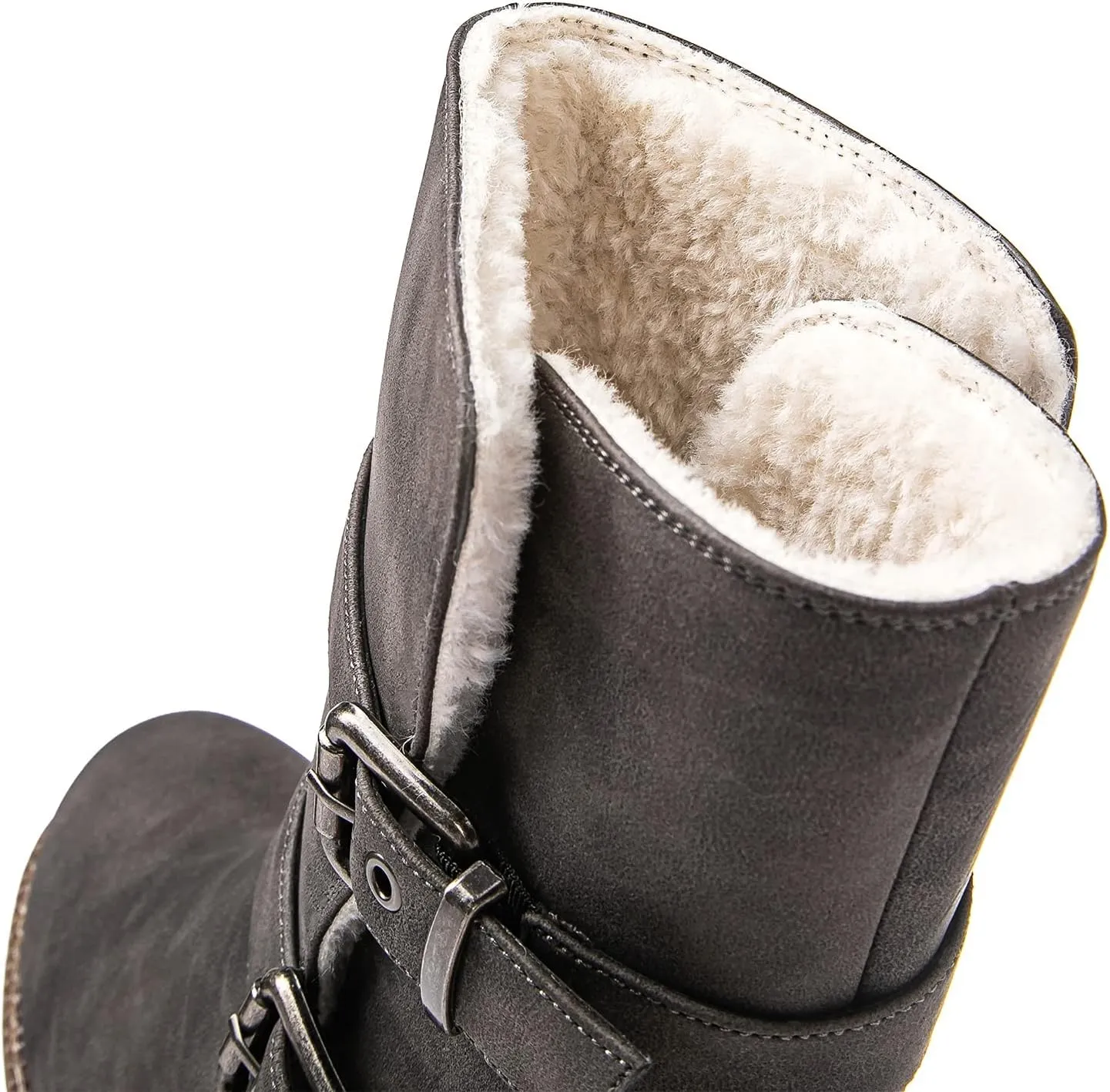 GLOBALWIN Women's Fur Booties Fashion Combat Ankle Boots For Women