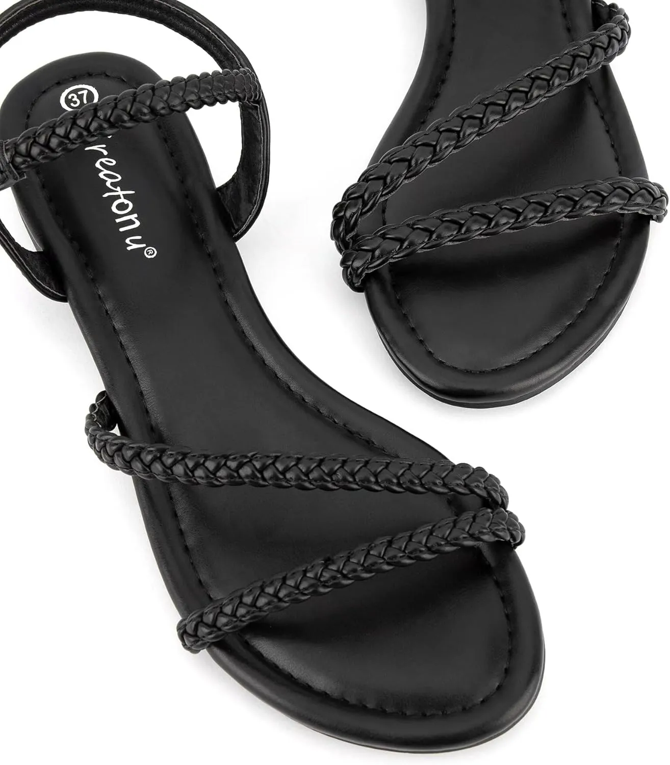 Greatonu Women’s Flat Sandals Slip On Summer Gladiator Open Toe Braided Slingback Shoes
