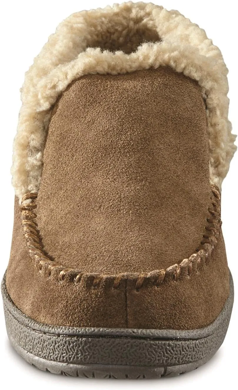 Guide Gear Burly II Men’s Fuzzy Warm Cozy Moccasin Slippers Indoor Outdoor Bedroom House Shoes