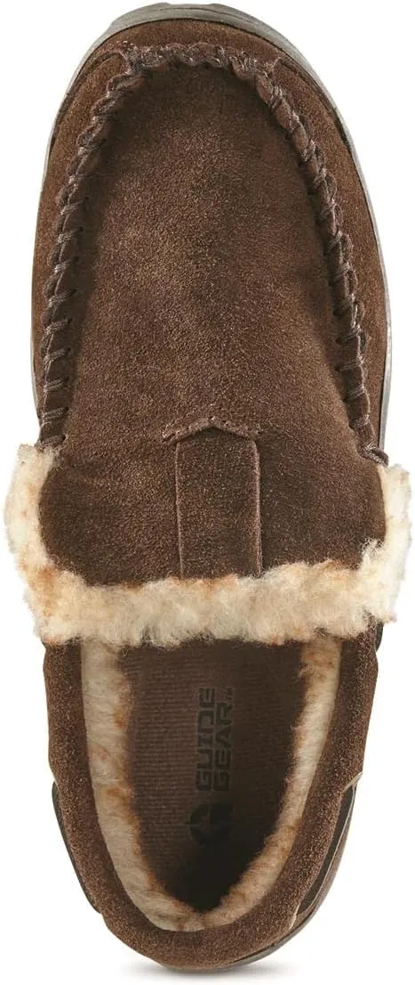 Guide Gear Suede Men’s Fur-Lined Suede Moccasin Slippers Indoor Outdoor Bedroom House Shoes