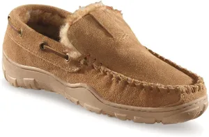 Guide Gear Suede Men’s Fur-Lined Suede Moccasin Slippers Indoor Outdoor Bedroom House Shoes