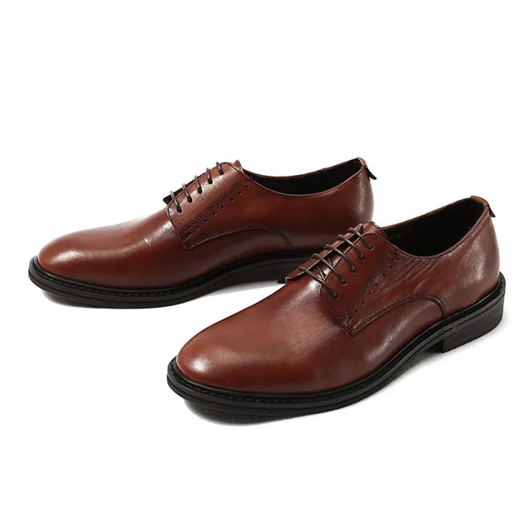 Handcrafted Men's Full Grain Leather Derby Dress Shoes