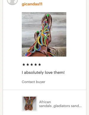 Handmade African Beaded Sandals/Authentic Maasai-Style Leather Flip-Flops Women/Boho Beach Sandals/Comfortable Summer Sandal African Gifts