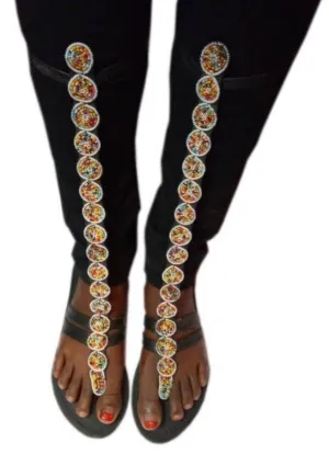 Handmade African Beaded Sandals/Authentic Maasai-Style Leather Flip-Flops Women/Boho Beach Sandals/Comfortable Summer Sandal African Gifts