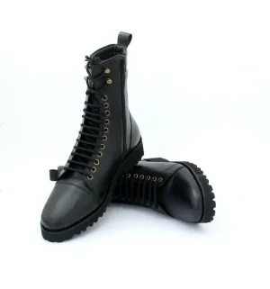 Handmade Black Combat Boots for Men