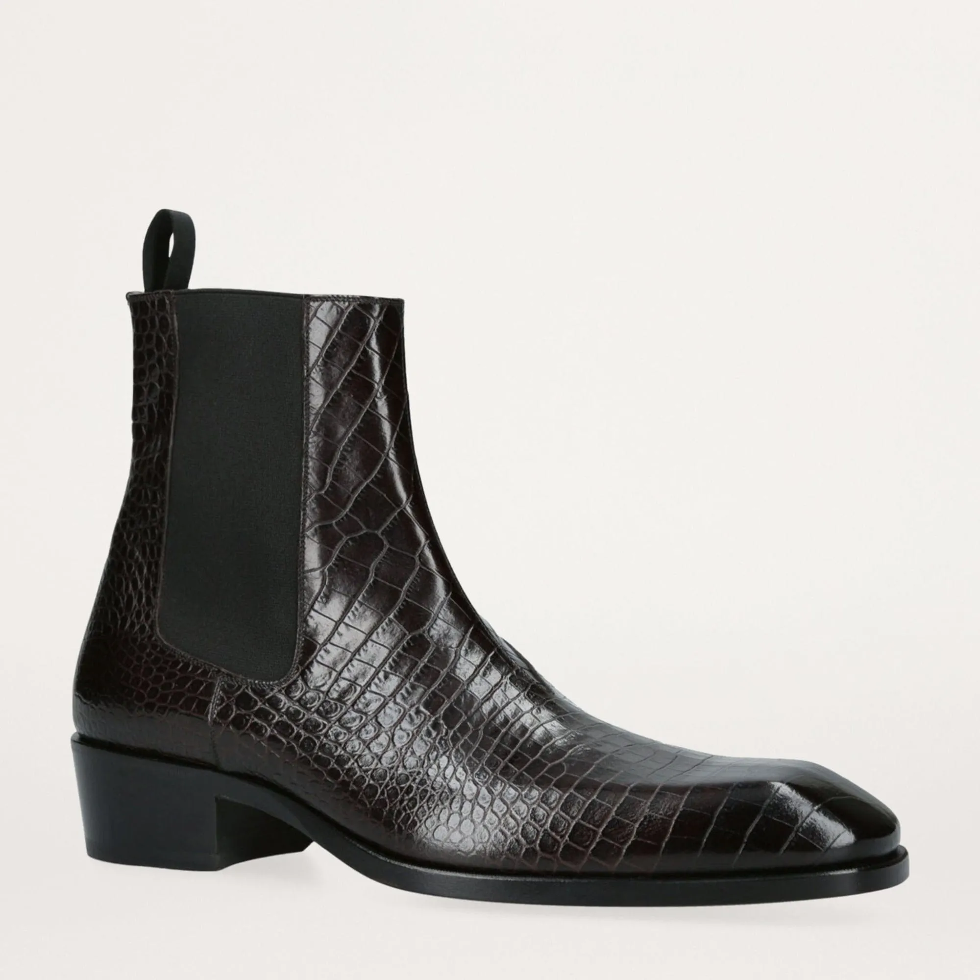 Handmade Customizable Croc-Effect Leather Chelsea Boots