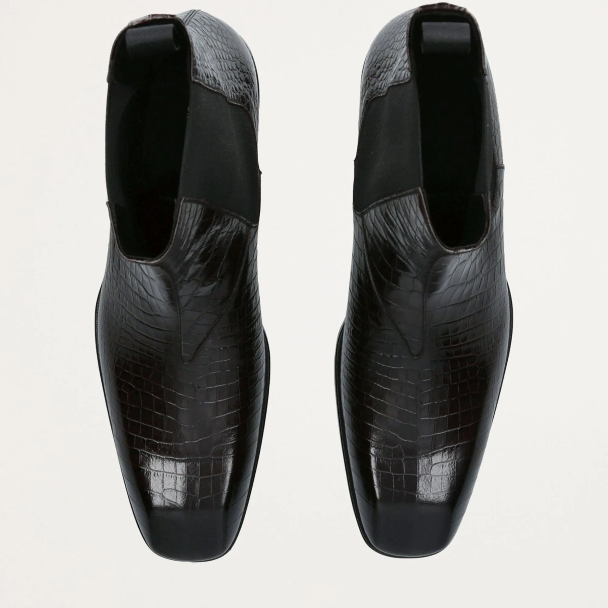 Handmade Customizable Croc-Effect Leather Chelsea Boots
