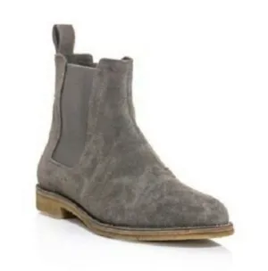 Handmade Mens Grey Chelsea Suede Leather Boots, Men Suede Leather Boot