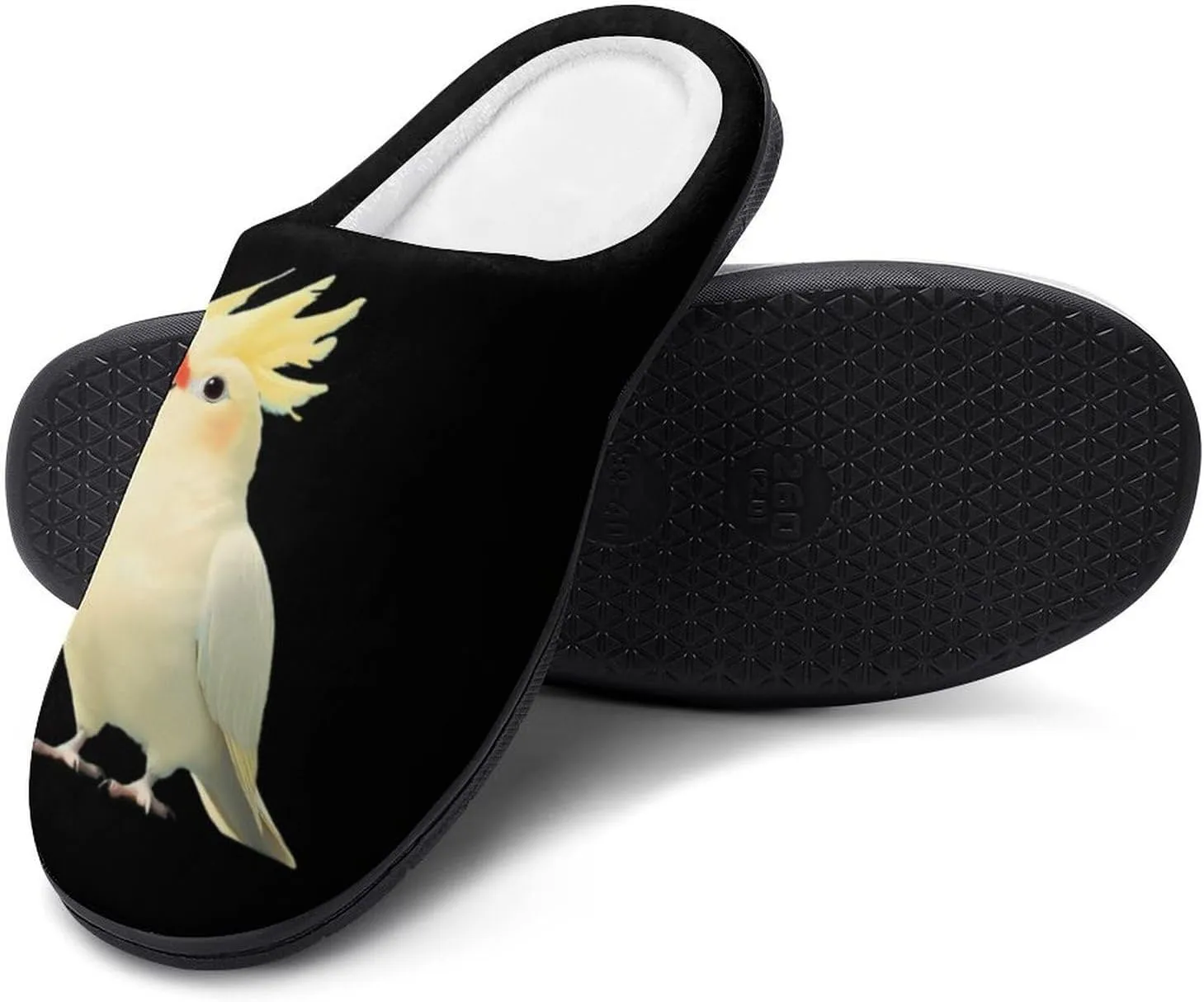 Happy Cockatiel Comfort Womens Cotton Slippers Winter Warm Slip-on House Shoes For Home Office Hotel
