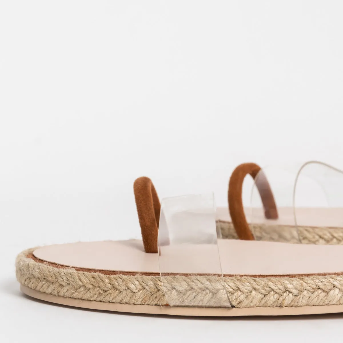 Hara Tan Suede Clear Lace Up Flats