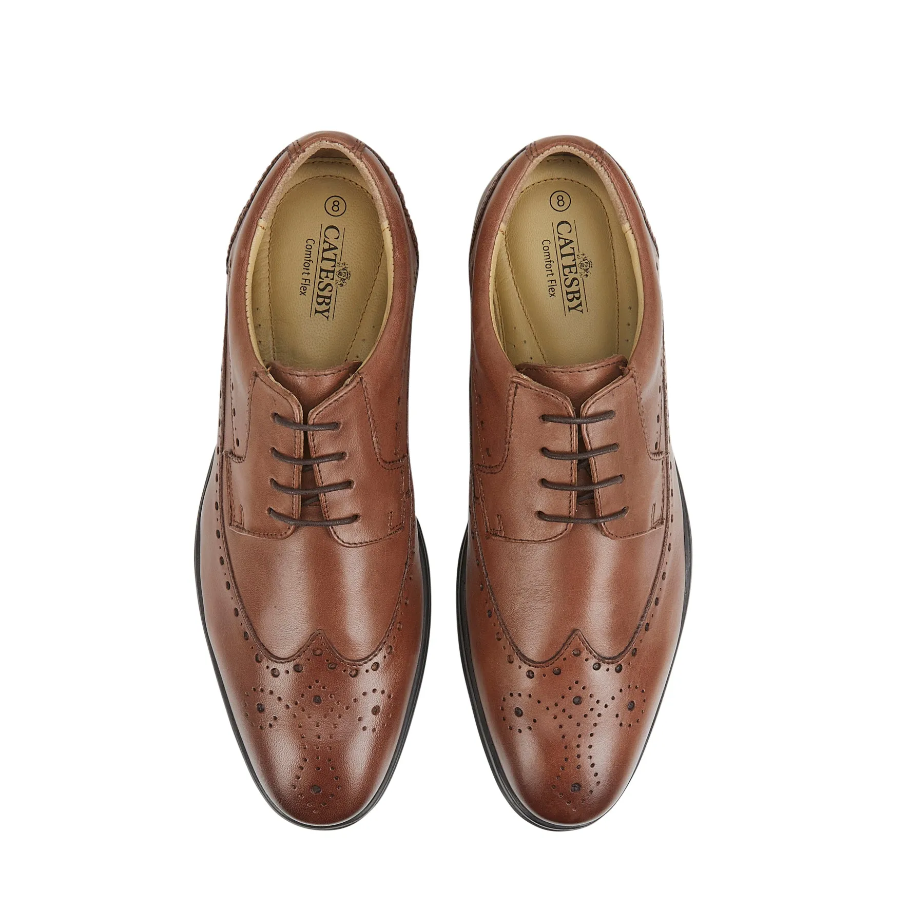 Harry Men's Comfort Flex Brogue Shoes - Brown