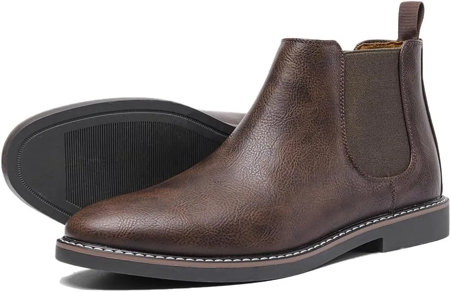 Harssidanzar Men Chelsea Ankle Boots Casual Dress Boots Ankle Classic Slip on Boots KM303US