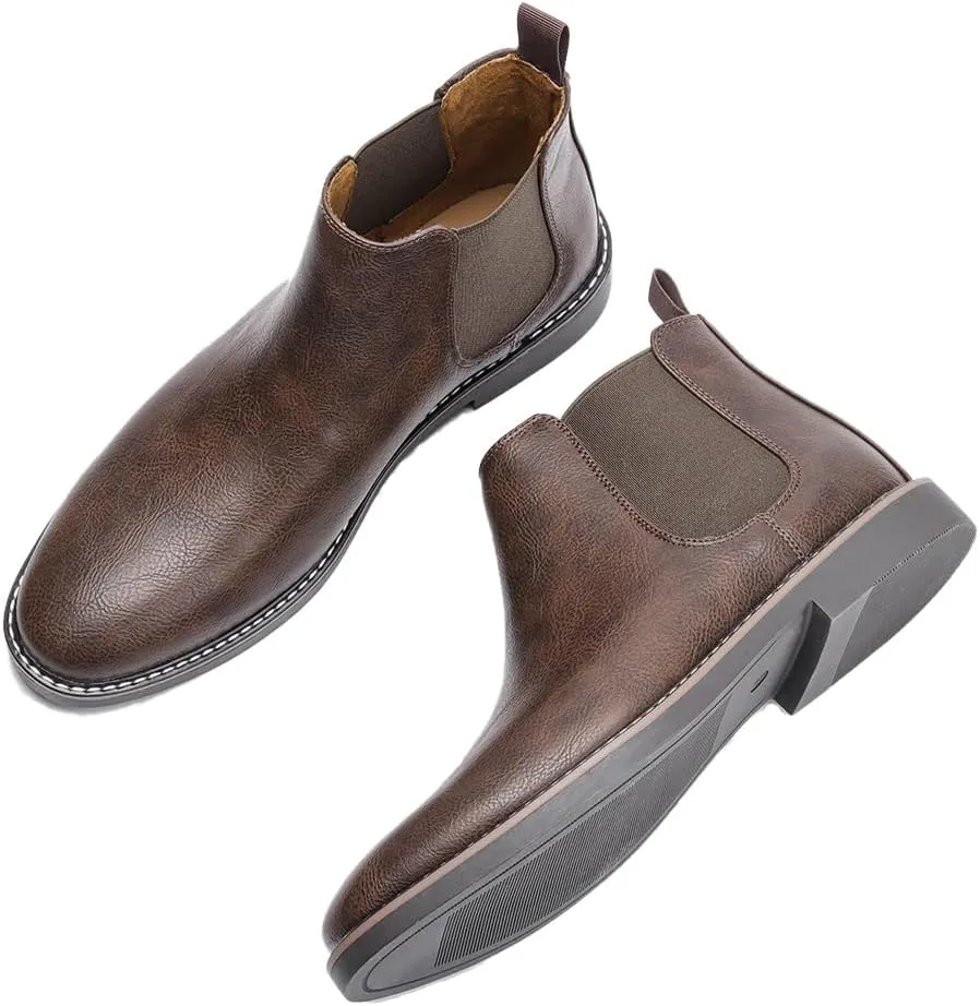 Harssidanzar Men Chelsea Ankle Boots Casual Dress Boots Ankle Classic Slip on Boots KM303US