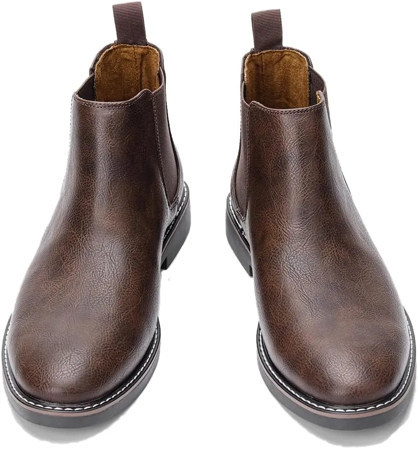 Harssidanzar Men Chelsea Ankle Boots Casual Dress Boots Ankle Classic Slip on Boots KM303US