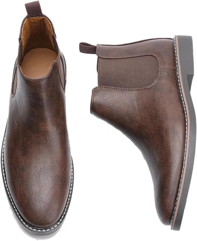 Harssidanzar Men Chelsea Ankle Boots Casual Dress Boots Ankle Classic Slip on Boots KM303US