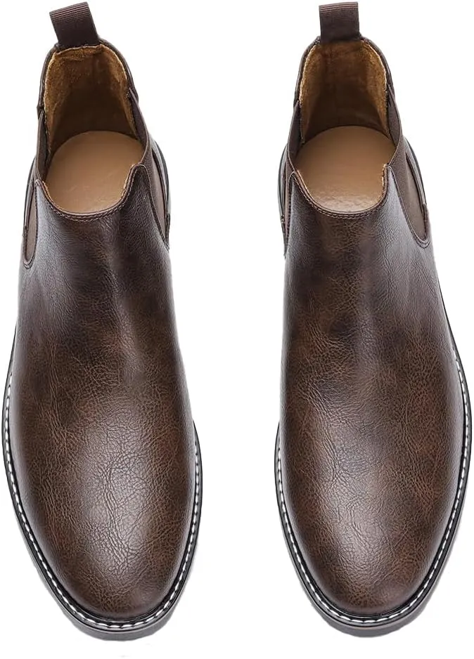Harssidanzar Men Chelsea Ankle Boots Casual Dress Boots Ankle Classic Slip on Boots KM303US