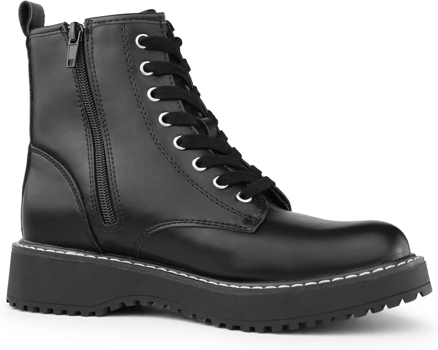 Hawkwell Women's Combat Boots Side Zipper Lace up Ankle Booties
