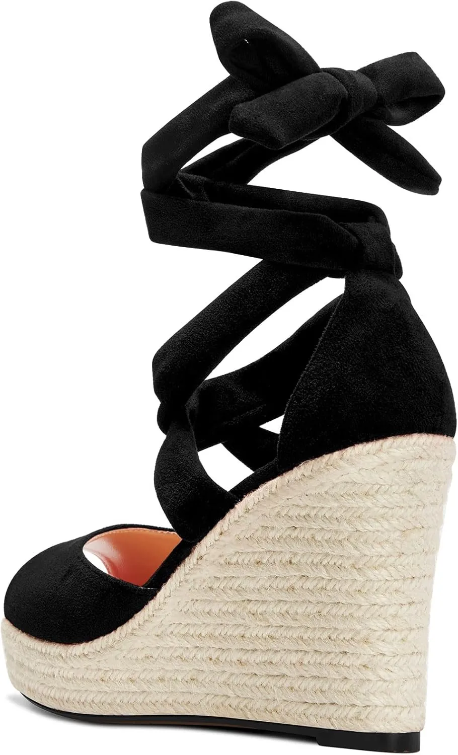 HDEUOLM Womens High Wedge Platform Heel Peep Open Toe Sandals Lace-up Prom Cute 3.9 Inches Heels