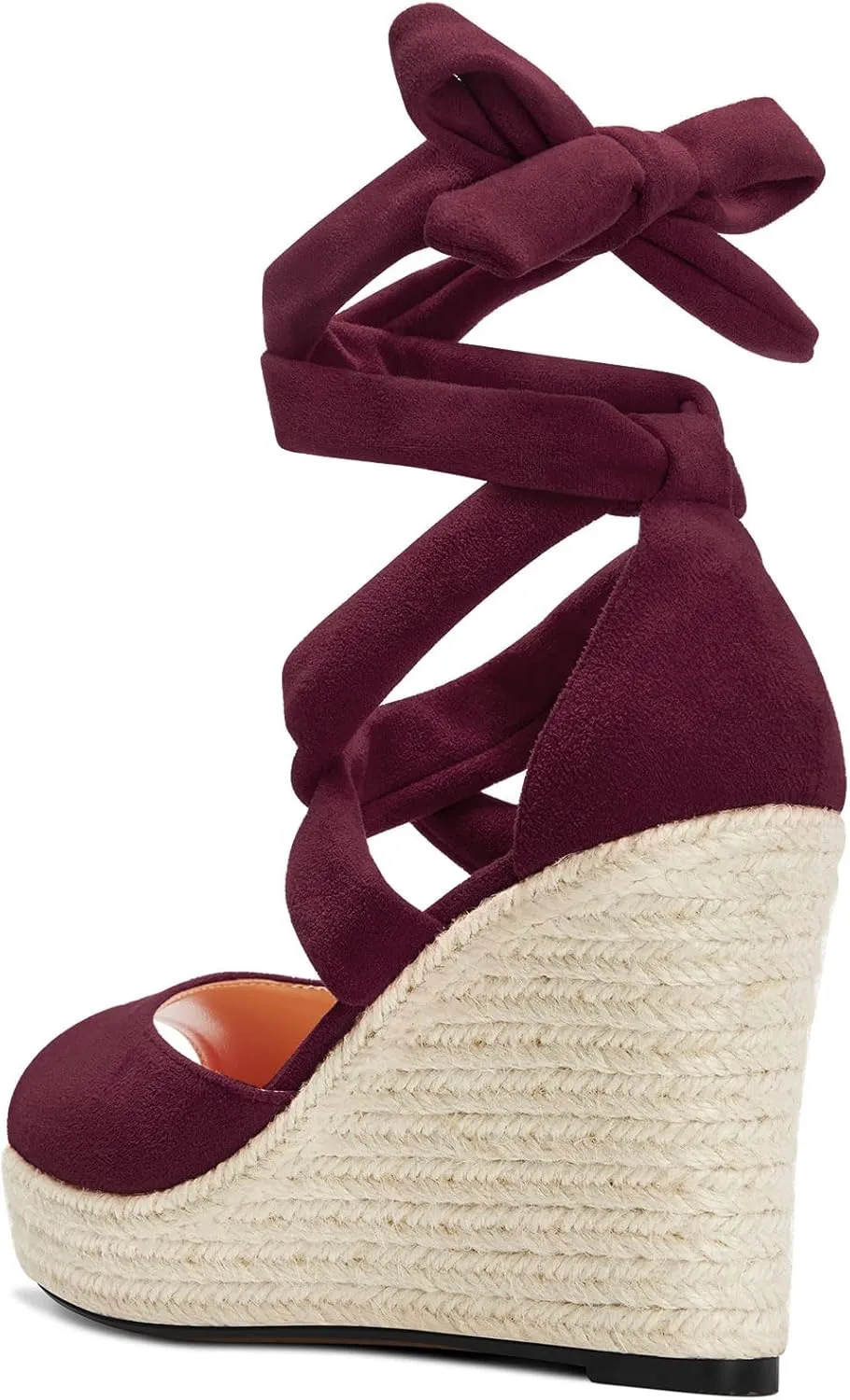 HDEUOLM Womens High Wedge Platform Heel Peep Open Toe Sandals Lace-up Prom Cute 3.9 Inches Heels