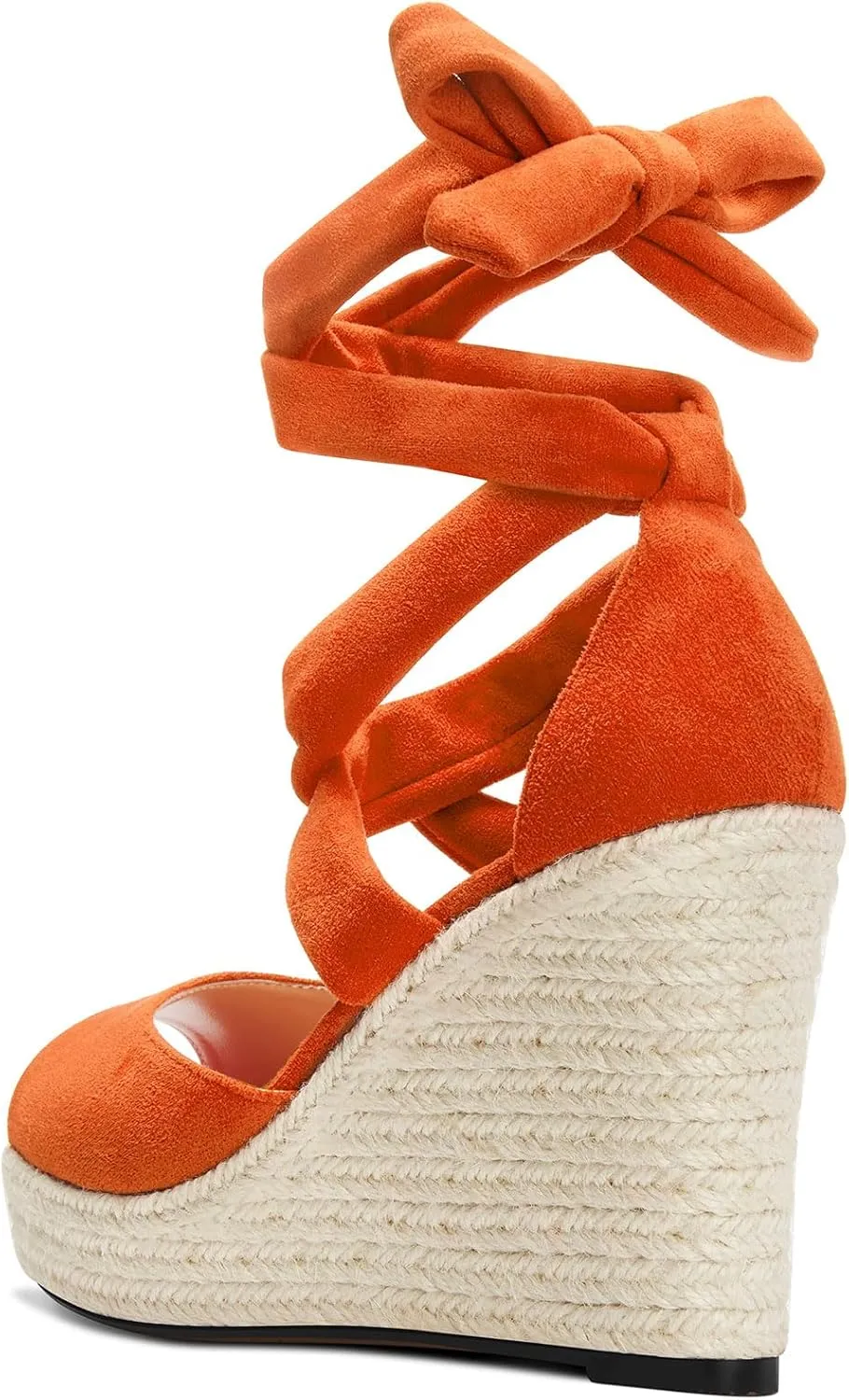 HDEUOLM Womens High Wedge Platform Heel Peep Open Toe Sandals Lace-up Prom Cute 3.9 Inches Heels