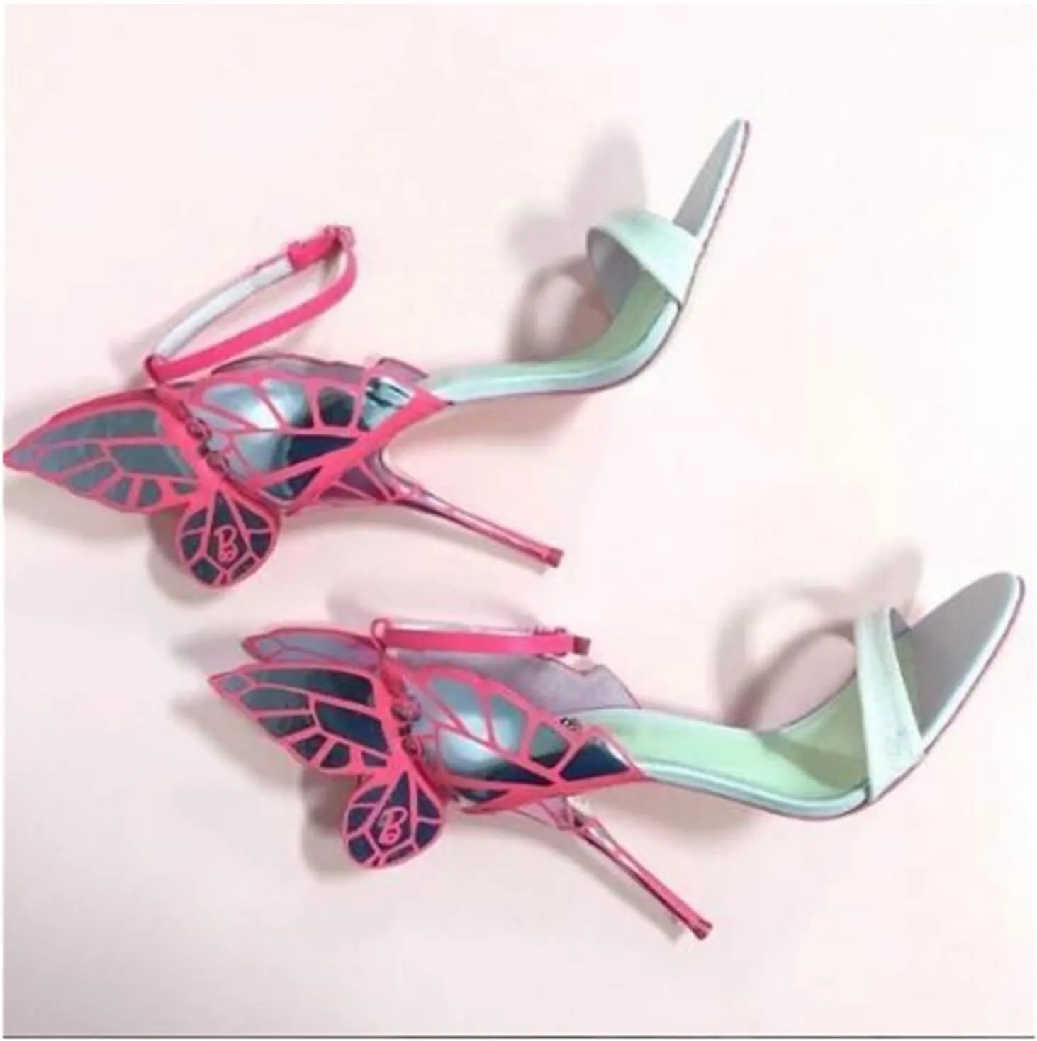 heels for women female butterfly wing women party high heels sandals thin heeled wedding pumps party shoes gladiator show(8.5)