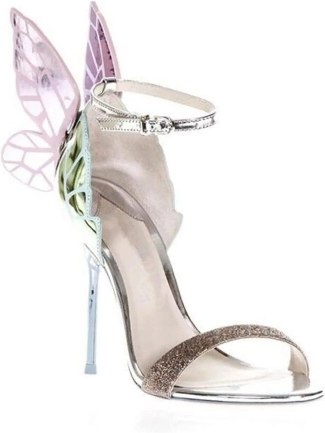 heels for women female butterfly wing women party high heels sandals thin heeled wedding pumps party shoes gladiator show(8.5)