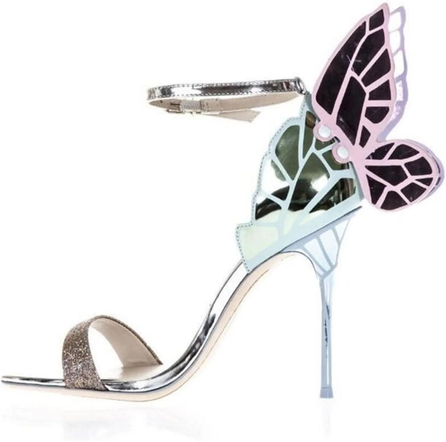 heels for women female butterfly wing women party high heels sandals thin heeled wedding pumps party shoes gladiator show(8.5)